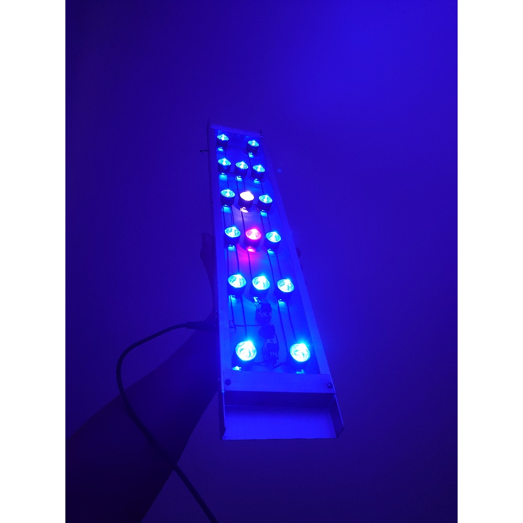 lampu 48w 100cm dimmer 2 channel coral reef aquarium air laut