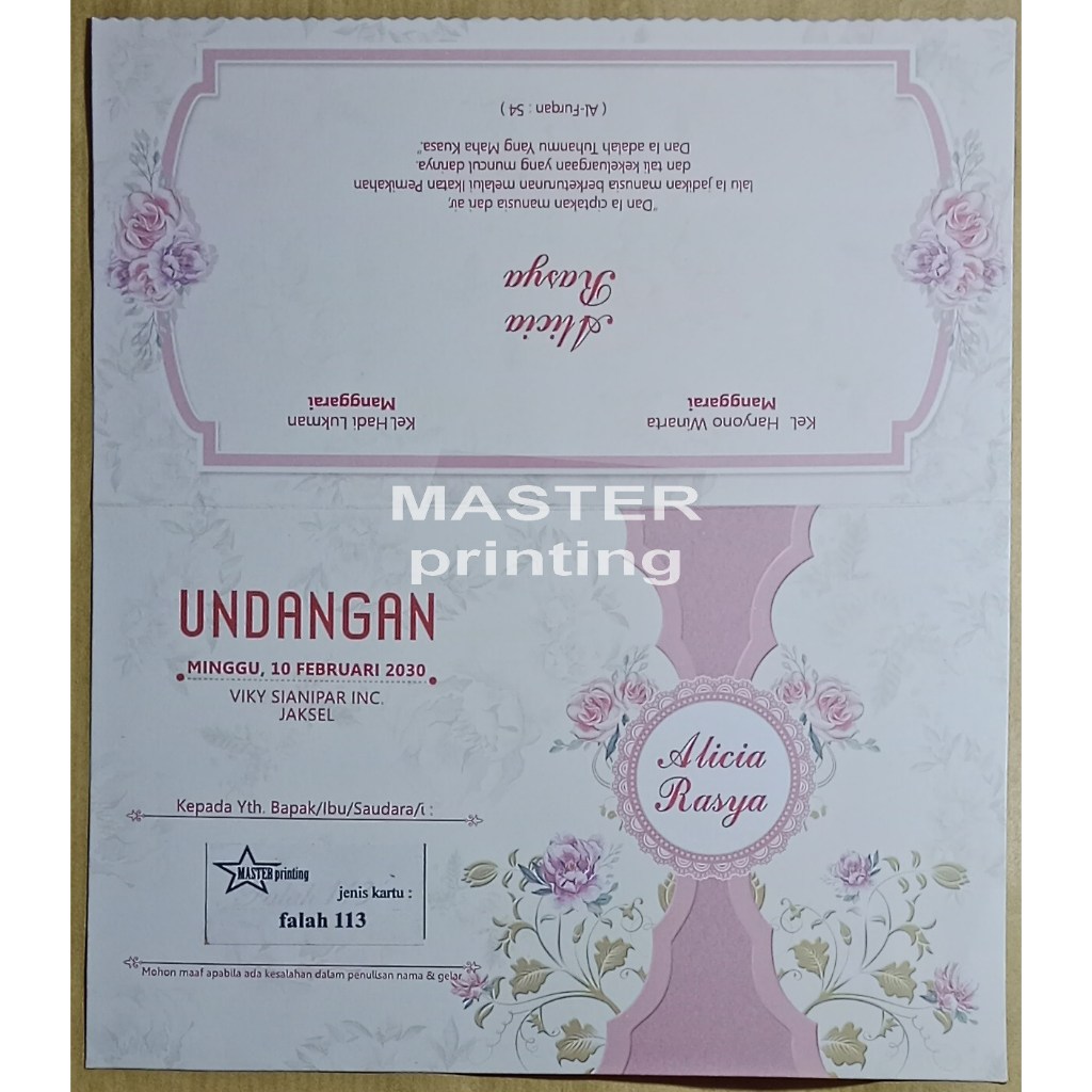 Falah 113 Spesialis cetak undangan Pernikahan & Khitan murah 1000 an