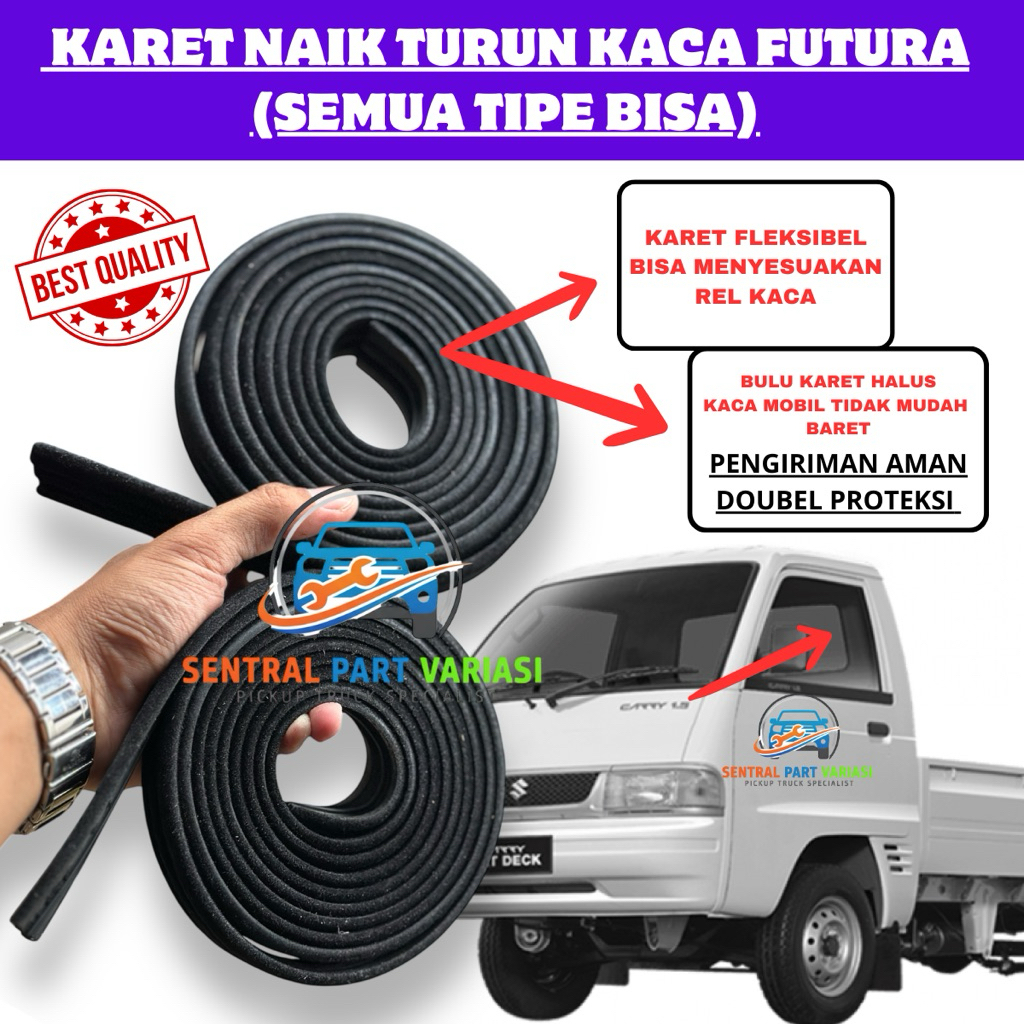 Karet Naik Turun Kaca Pintu Mobil Carry Futura T120SS L300 Dll / Chanel Kaca Bulu Halus  Karet Chann
