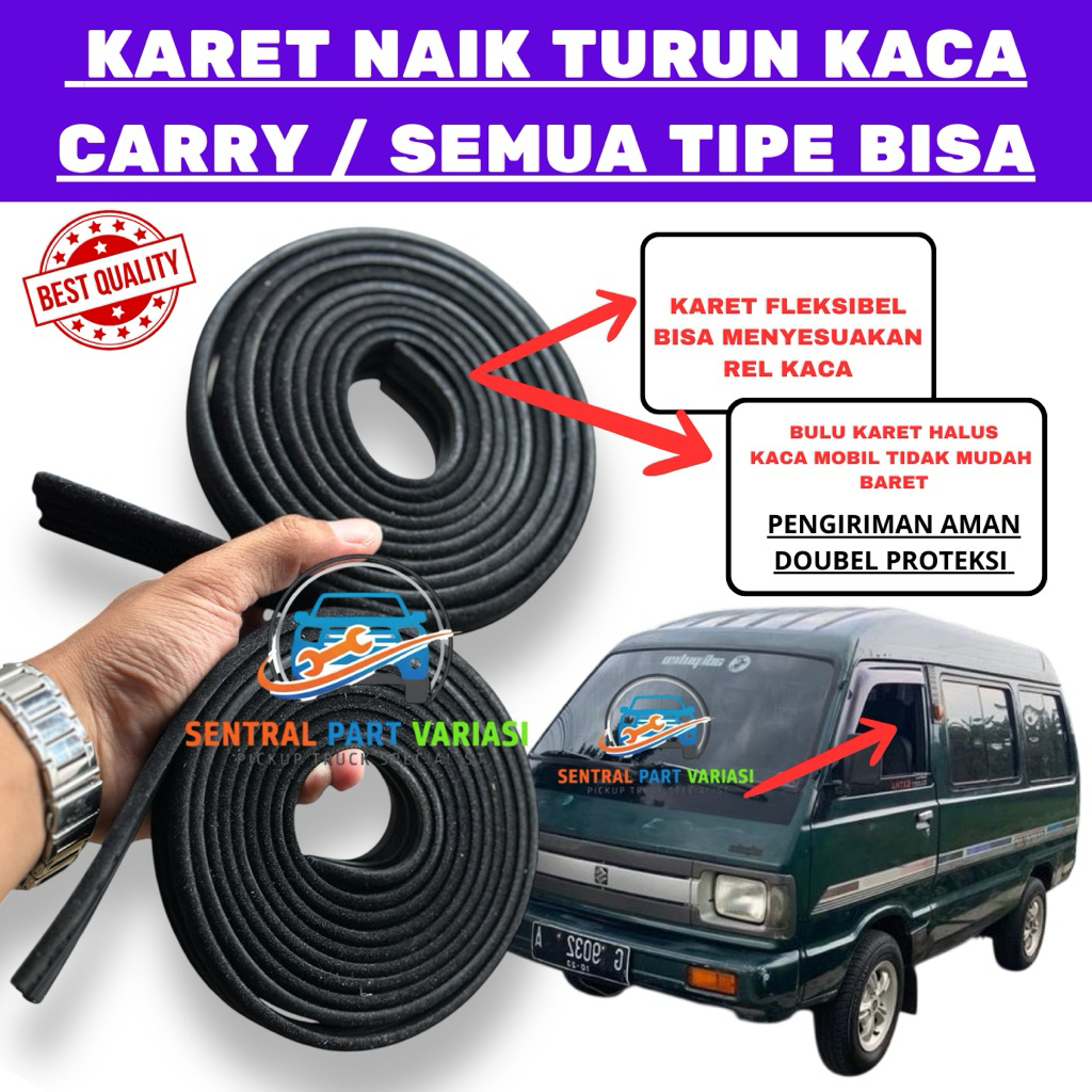 Karet Naik Turun Kaca Mobil Suzuki Carry / Karet Bludru Kaca Pintu Carry / Karet Rel Kaca Suzuki Car