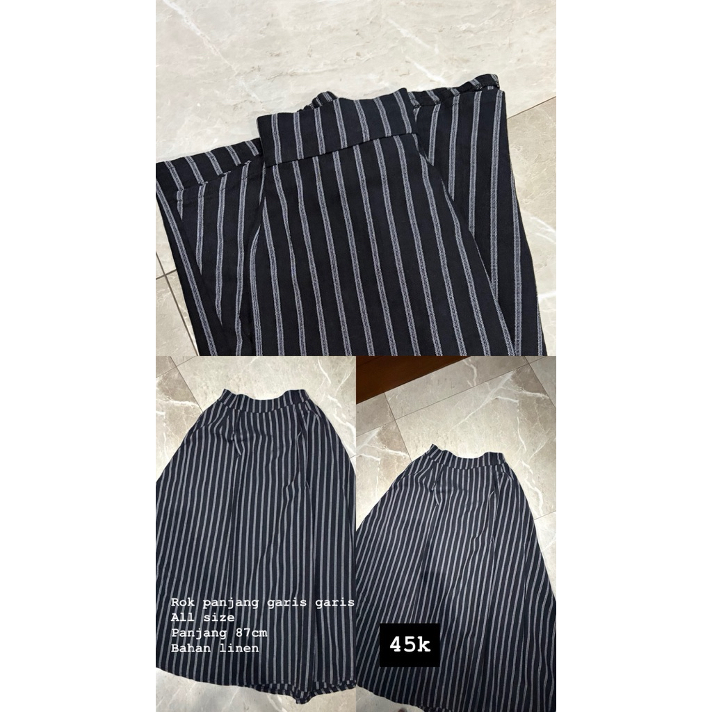 Rok linen garis garis
