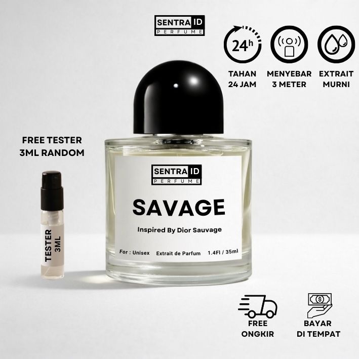 SENTRA Perfume SAVAGE Inspired by Dior Sauvage 35ml – Parfum Pria Wanita Unisex Tahan hingga 24 Jam