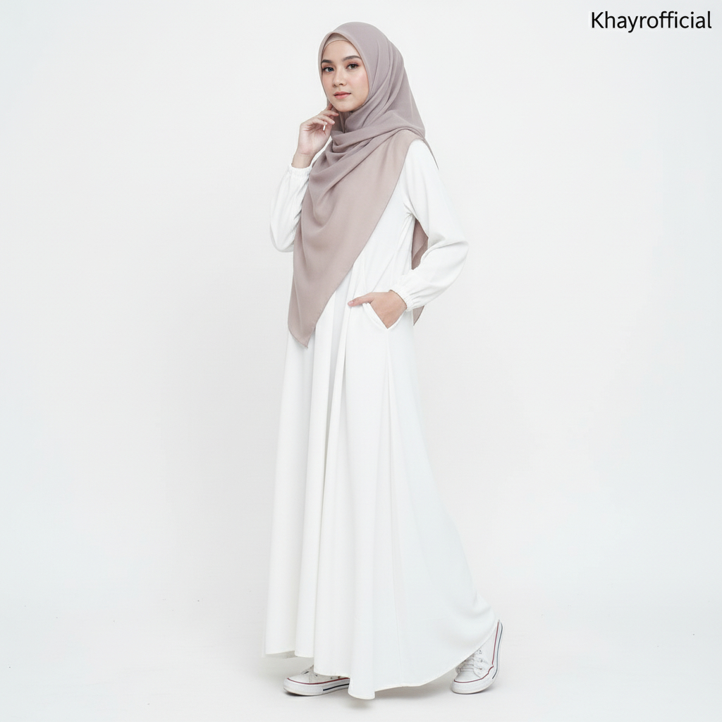 Azzahra Hijab  - Alivi Abaya Dress (Gamis Dress Haji dan Umrah Premium ) Outer Muslimah Gamis Lebara