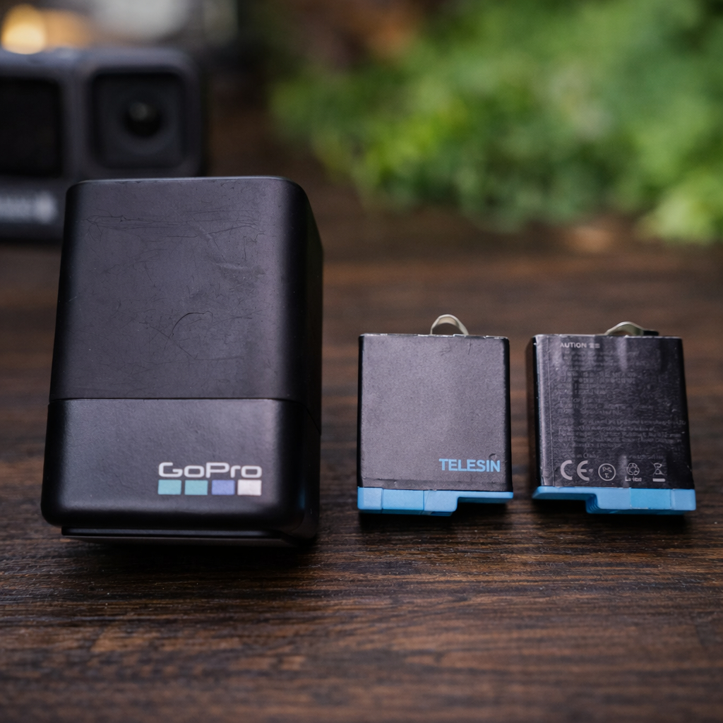 Charger original GoPro Hero 5 6 7 8 + 2 Batrai Telesin Second