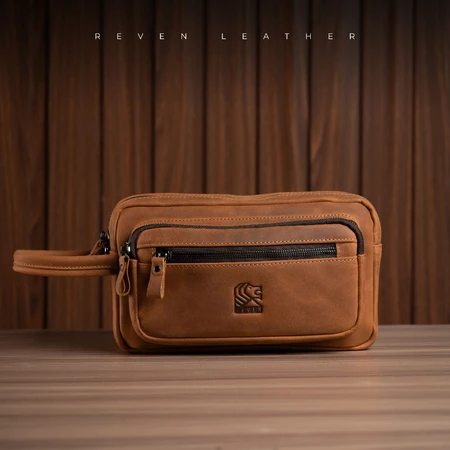 REVEN LEATHER - Tas Tangan Clutch Pouch Handbag Pria  Reven Nakula Pouch Kulit Sapi Asli Premium