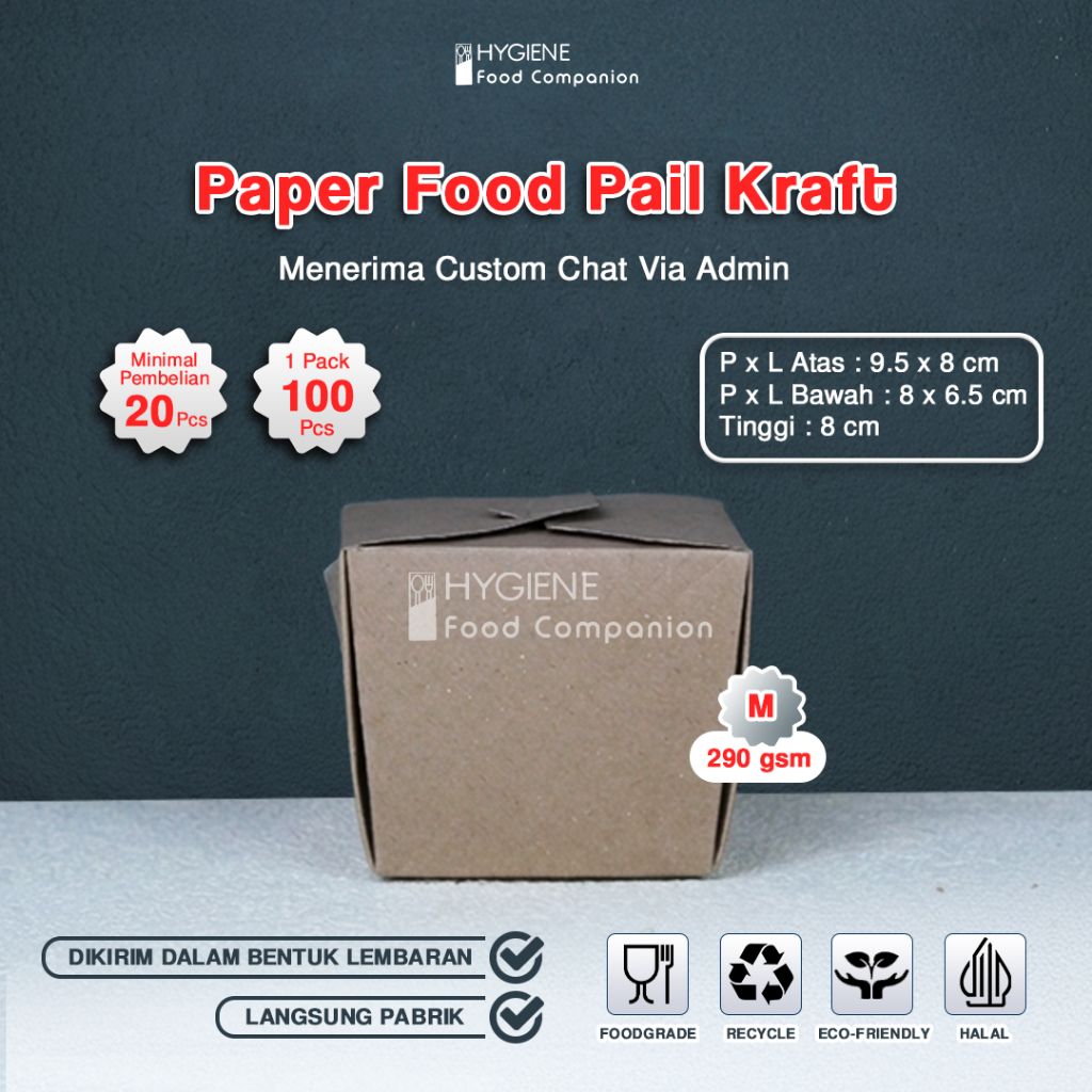 FOOD PAIL MEDIUM / PAPER RICE BOX / PAPER FOOD TRAY LAMINASI