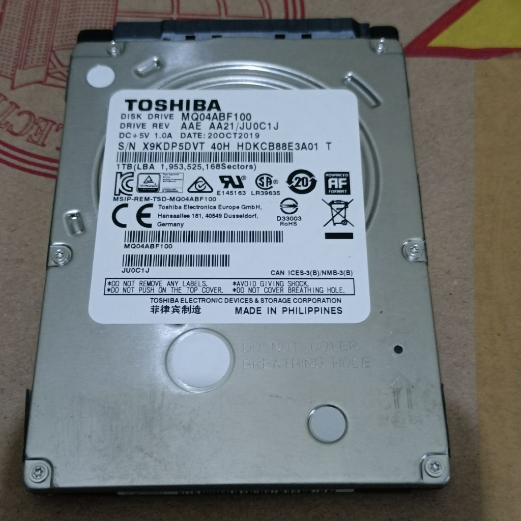 Hardisk laptop 2.5" Toshiba 1TB BEKAS copotan
