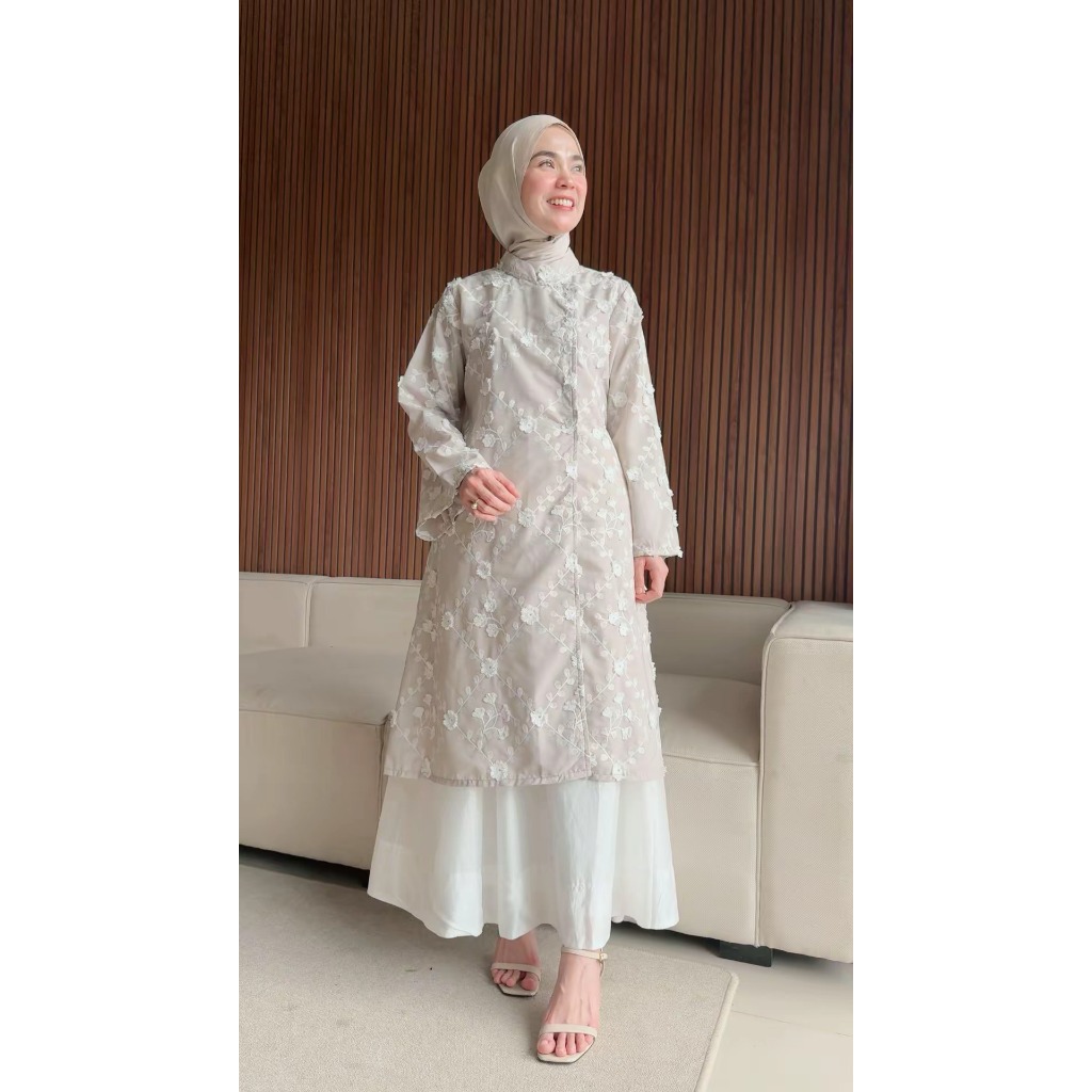 ELORA Tunik Lebaran Katin Bordir/ Tunik Wanita