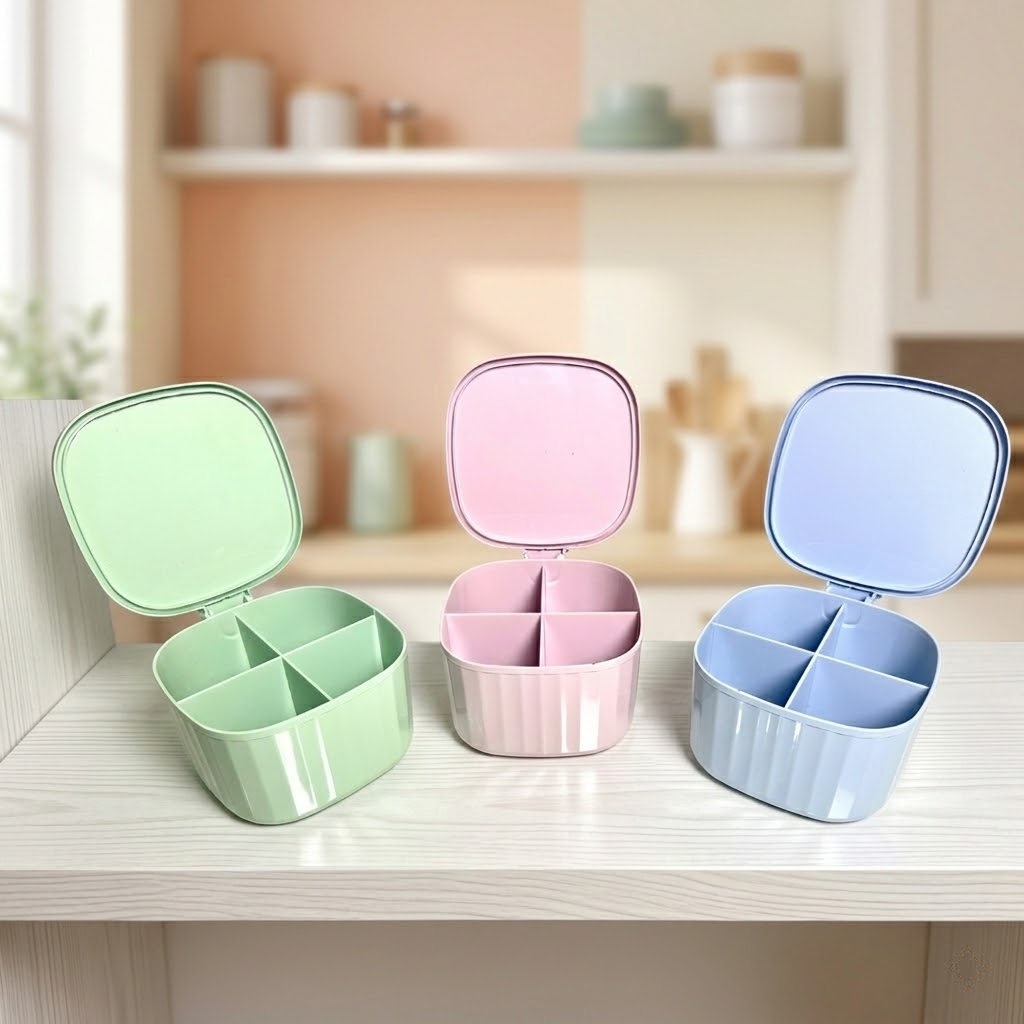 Tempat Bumbu Dapur 4in1 Sekat 4 Kotak Serbaguna Wadah Garam Gula Bumbu Set