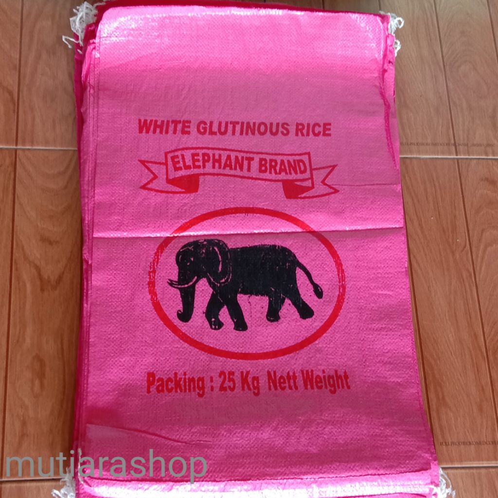 Karung Beras Ketan Gajah 25kg isi 50pcs - Elephant Brand Warna Pink