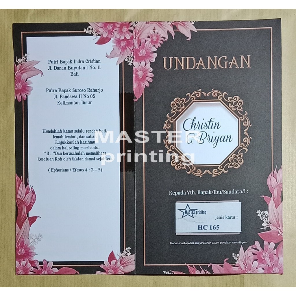 hc 165 Spesialis cetak undangan Pernikahan & Khitan murah 1000 an
