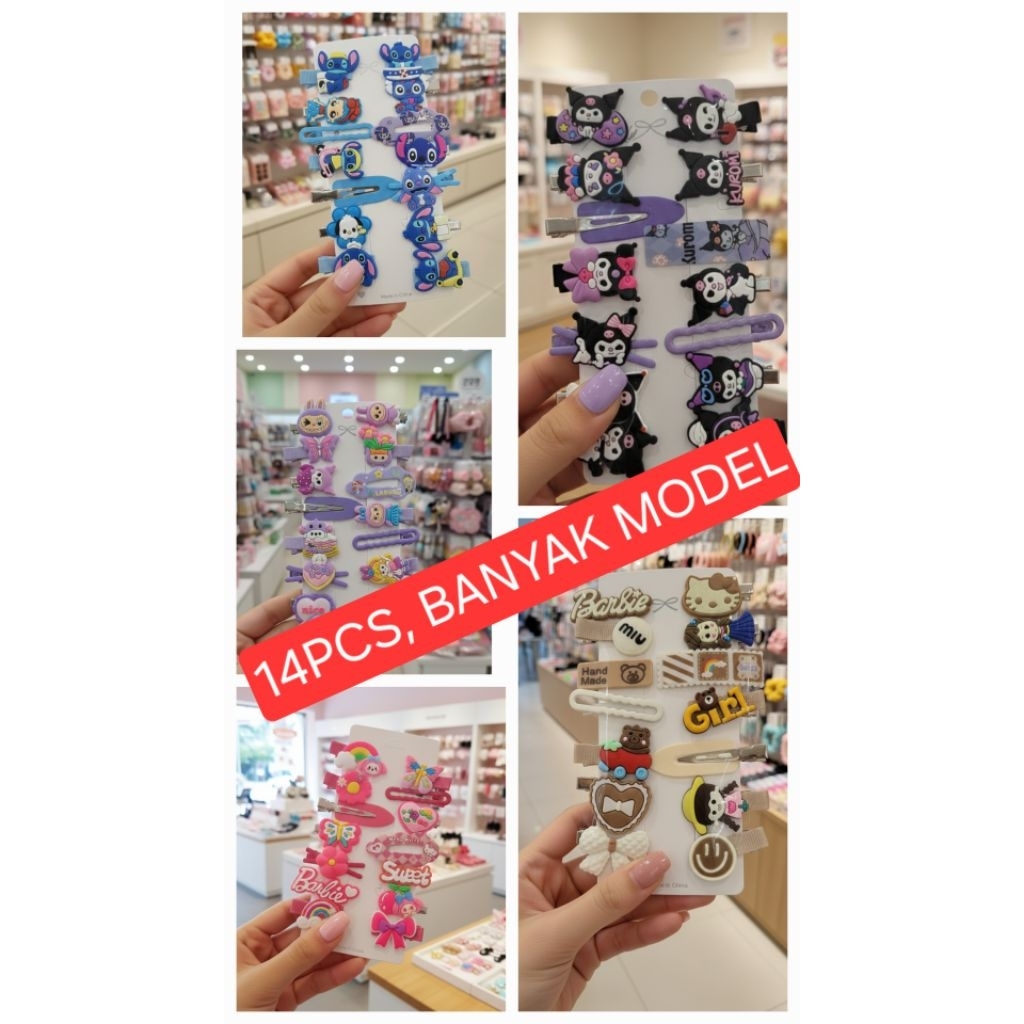 (BBH) 14pcs jepit anak /jepit rambut anak set / jepit rambut import