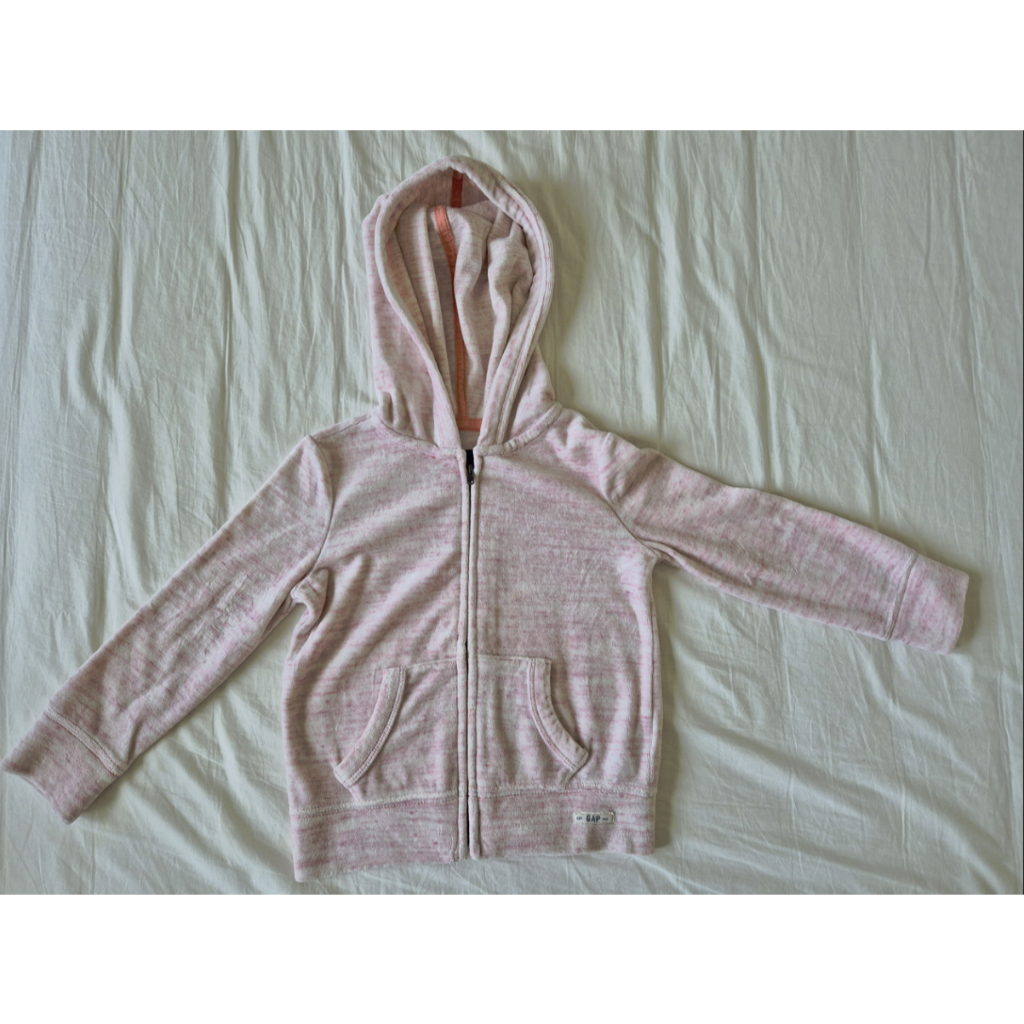 Jaket Hoodie Preloved/Bekas Anak Perempuan Putih Pink