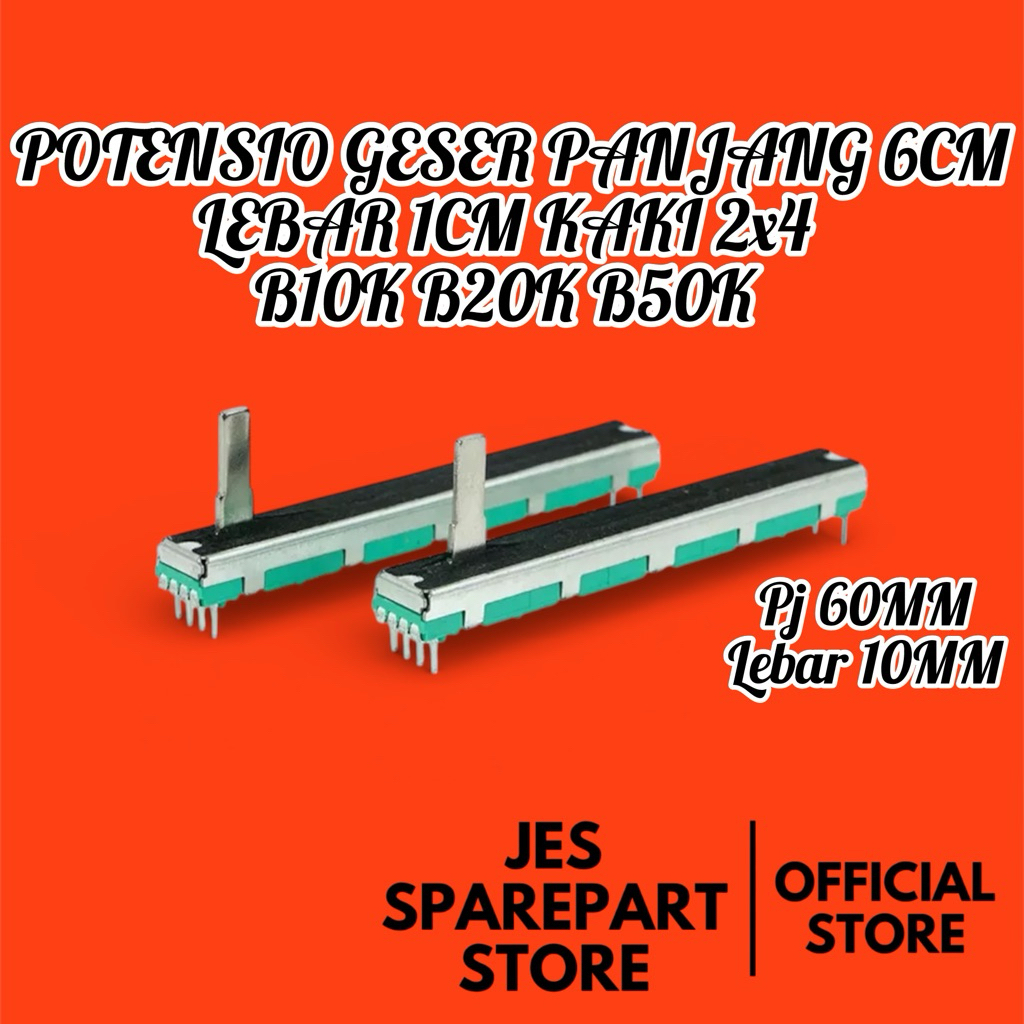 POTENSIO GESER PANJANG 6CM LEBAR 1CM KAKI 2x4  B10K B20K B50K