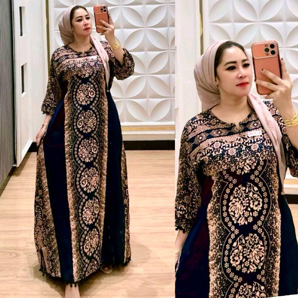 Baju Dress Wanita Storjoan Bikaya | Rayon Twill Adem | Resleting Depan | Tali Pinggang | Bawah Mayun