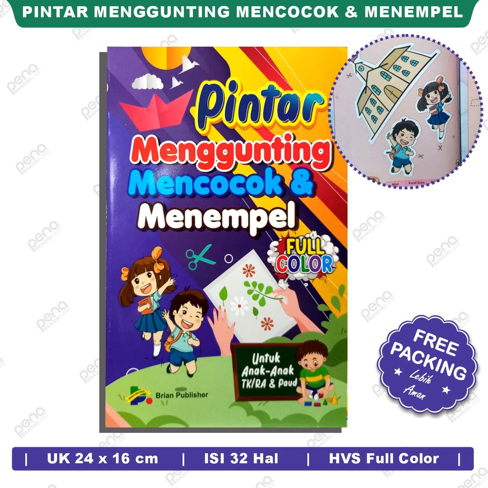 Buku Pintar Menggunting Mencocok & Menempel Untuk Anak Paud Tk (Brian Publisher)