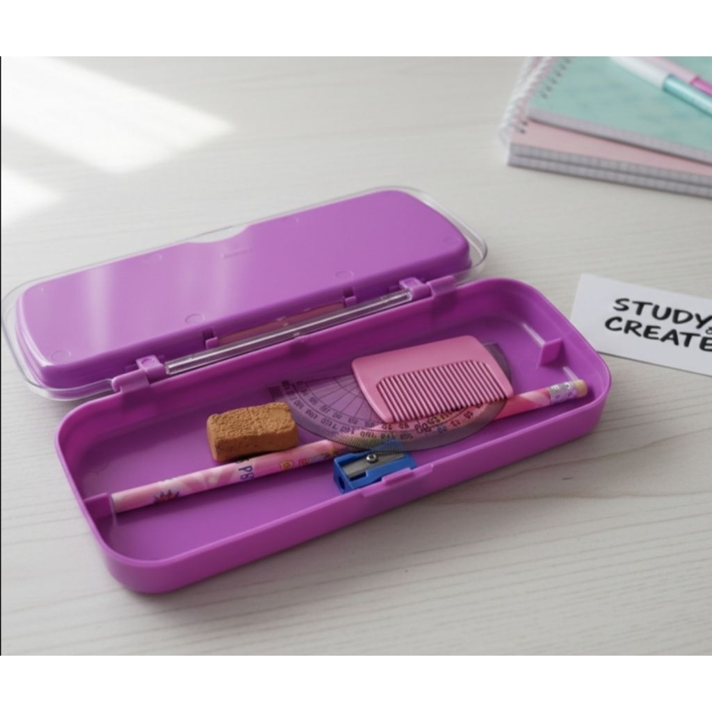 Tempat Pensil Set 2 Susun + Kaca Sisir / Pensil CasePlastik Set