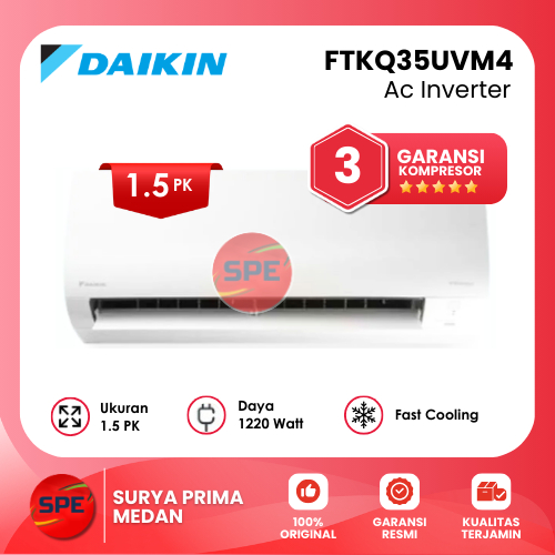 AC 1,5 PK DAIKIN FLASH INVERTER THAILAND FTKQ35UVM4 GARANSI RESMI (MEDAN)
