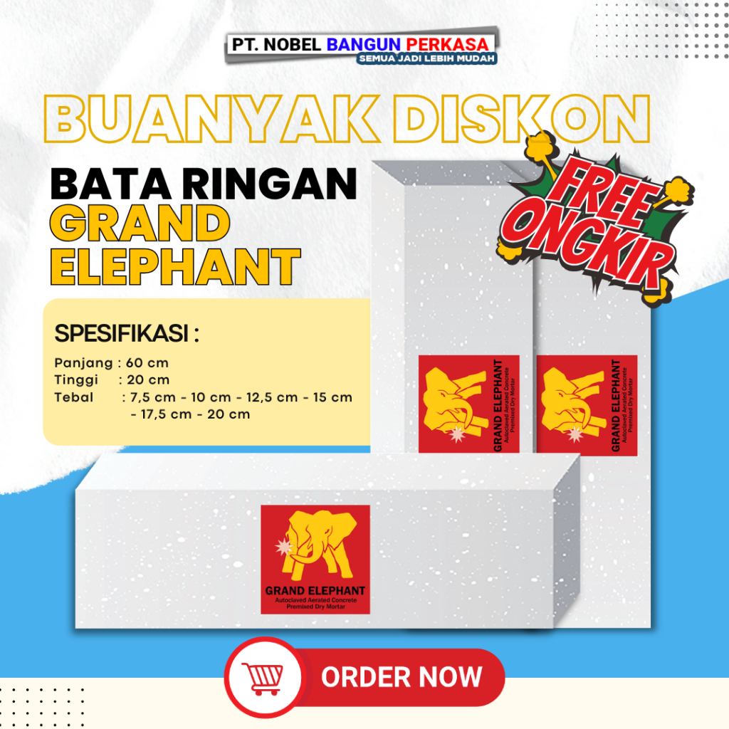 Hebel Grand Elephant / Bata Ringan Grand Elephant AAC SNI Gratis Ongkir Siap Kirim Seluruh Indonesia