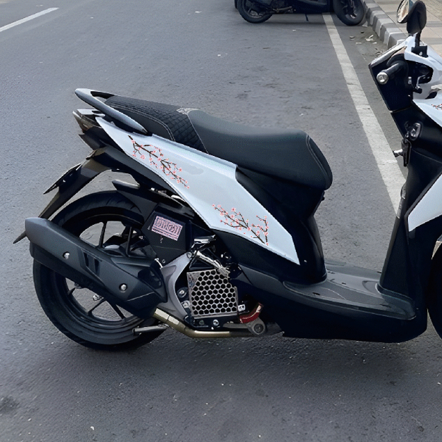 Striping Stiker Transparan Beat Fi OLD 015-Sticker Variasi Transparan List Body Motor Bunga Sakura