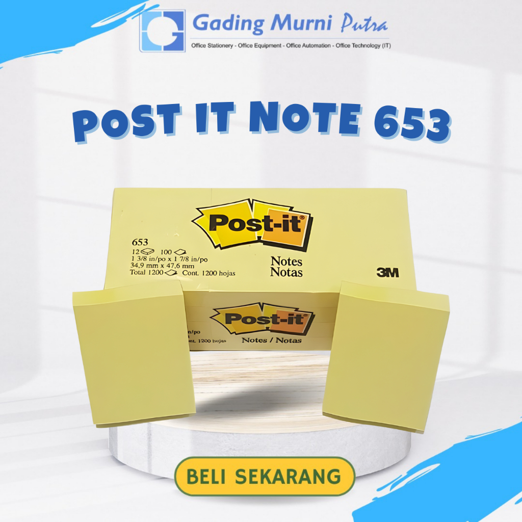 3M Post It 653 Memo Kecil Tahan Lama Kuning 12 Pad