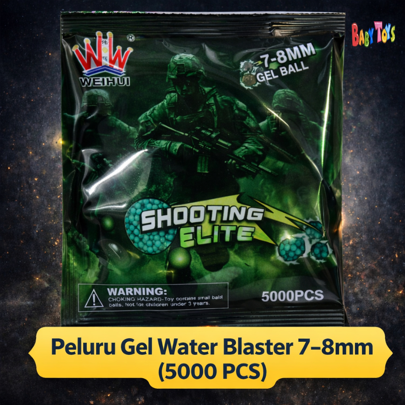 Peluru Gel Air Refill 5000 Butir untuk Pistol Elektrik Gel Blaster 7-8 mm Mainan Anak Aman