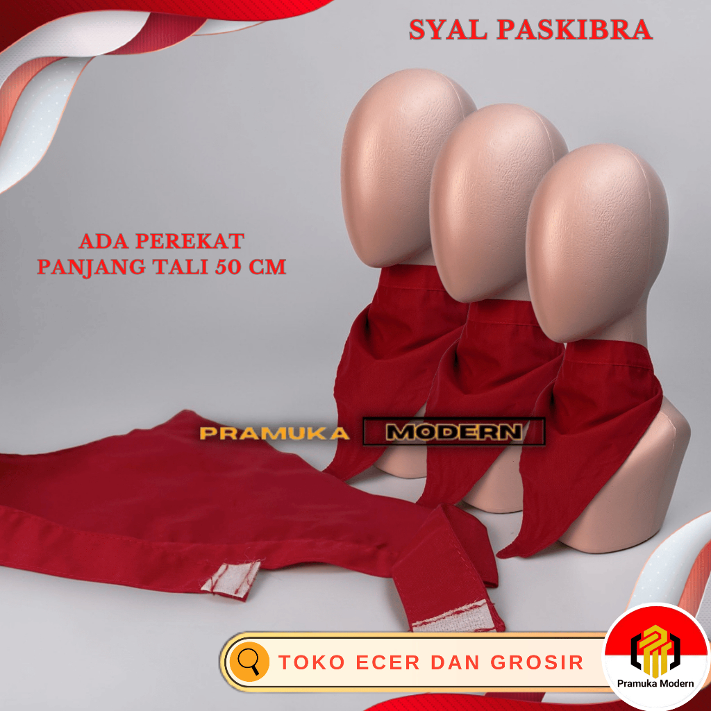 syal paskibra merah polos segitiga slayer merah polos satuan murah