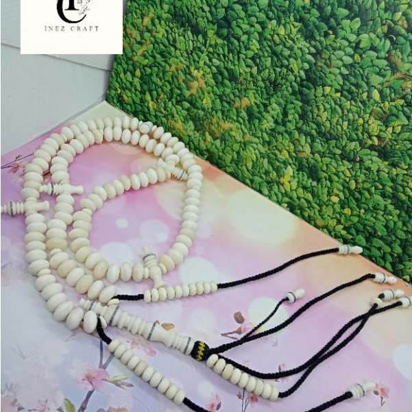 Tasbih tijani tulang kerbau full benang rajut T30