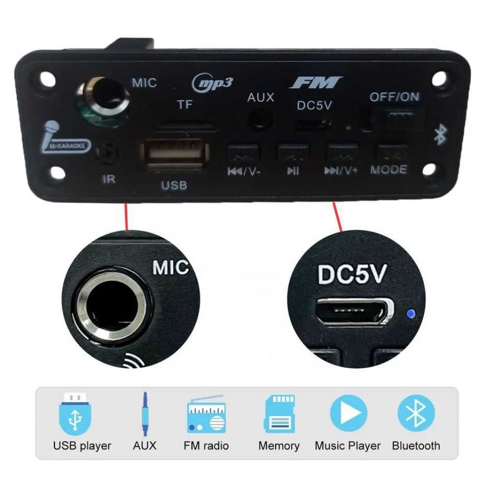 Ampli Amplifier Board Audio Bluetooth 5.0 Subwoofer DIY With Mic AUX Port