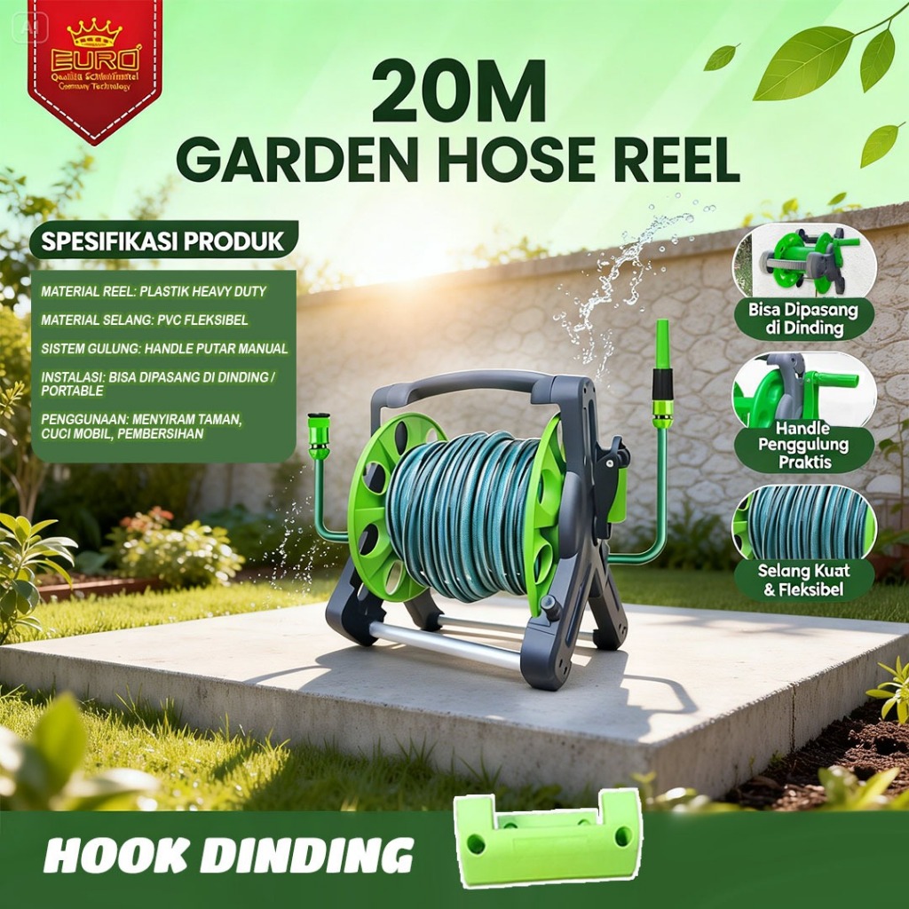 Gulungan selang air set manual hose reel 20 meter