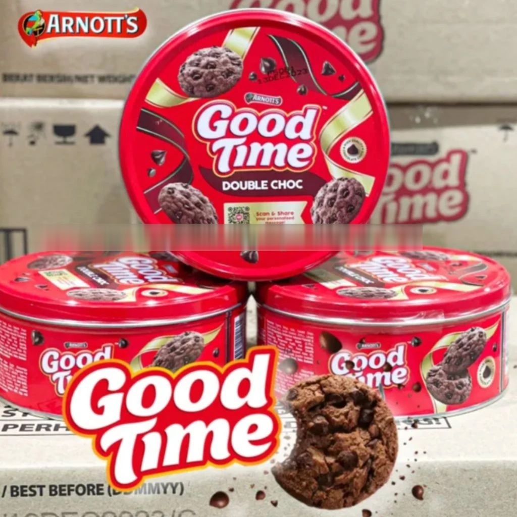 Grosir good time kaleng cookies double chocochips 133gr biskuit original coklat arnot kue lebaran pa