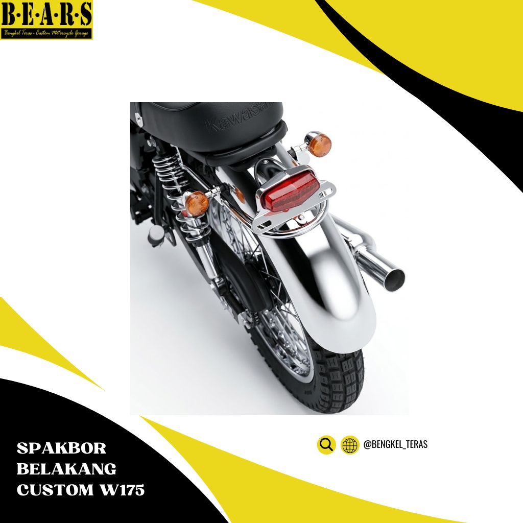 Spakbor Belakang Chrom Kawasaki W175 Custom British Style Plus Stoplamp British