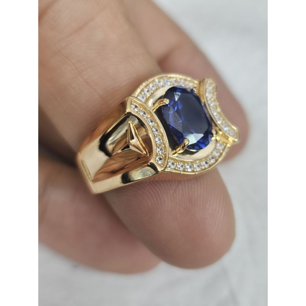 cincin cowok laki pria eropa mata biru ad mata emas 70 % 700 70 % 16k