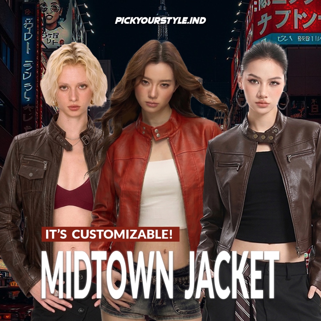 [READYSTOCK] jaket kulit wanita crop Brown Leather Jacket Maroon red Leather Jacket jaket kulit maro