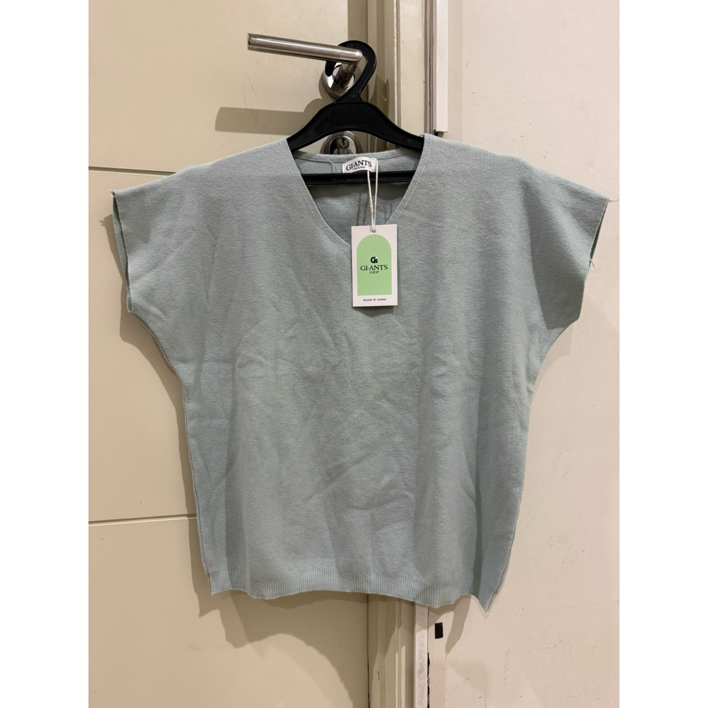 Baju Knit Top Wanita Mint Green V Neck merk GI-ANTS BKK
