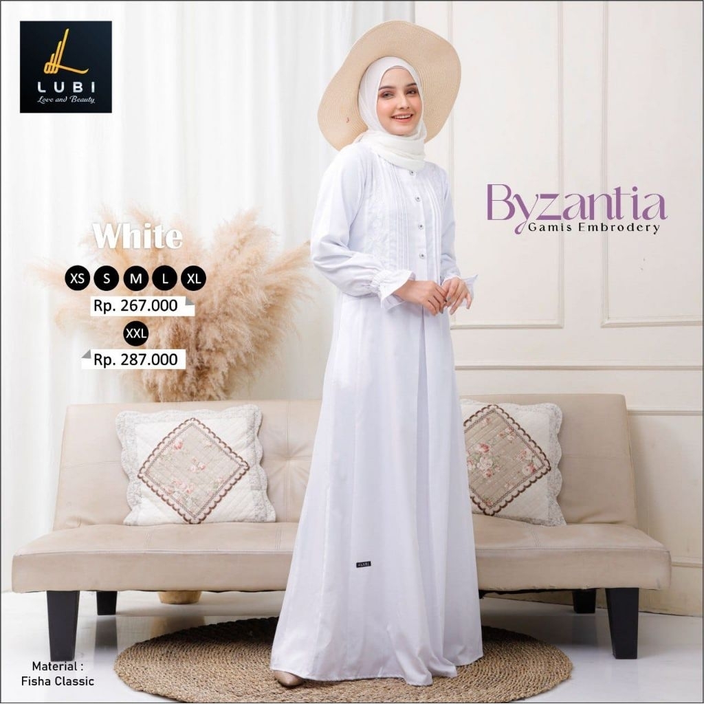 lubi gamis byzantia gamis putih premium