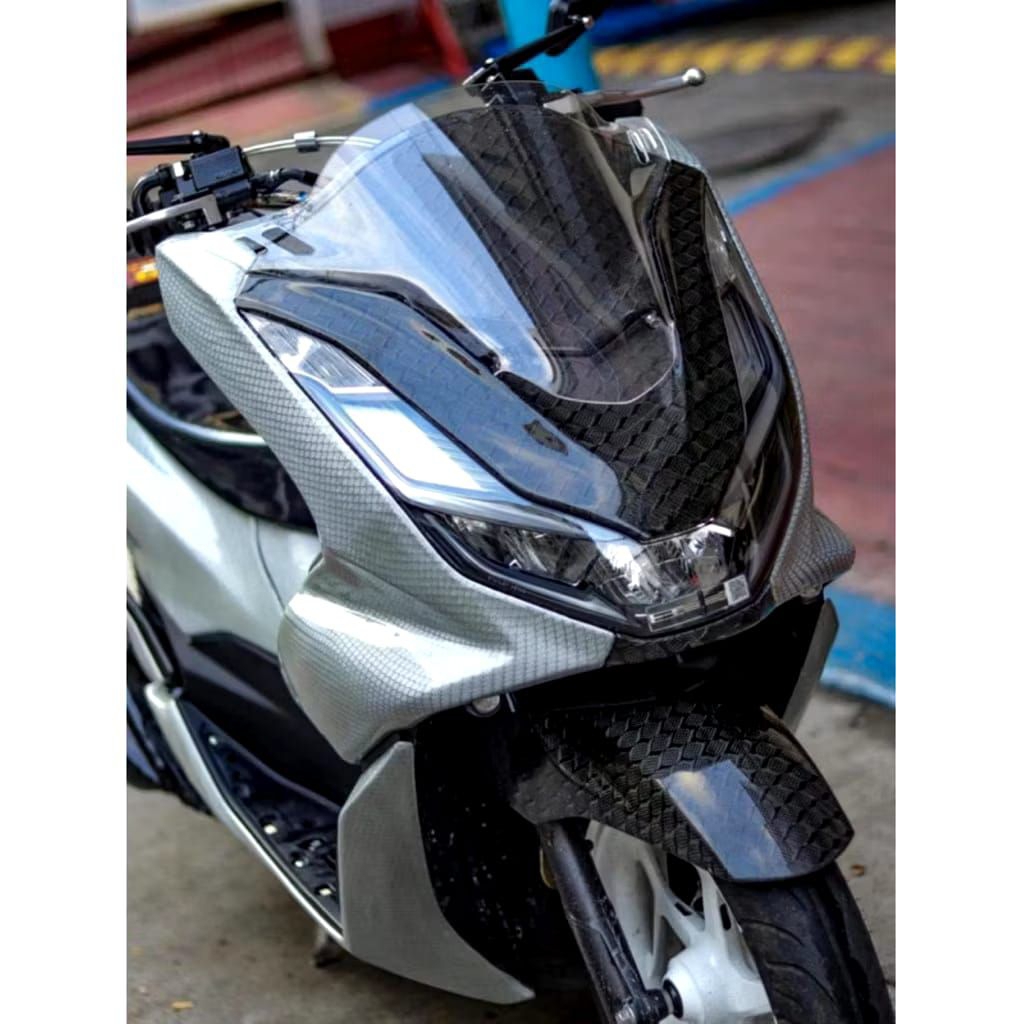 Visor Windshield Honda PCX 160 Model Ceper Bening - Smoke - Hitam Pekat