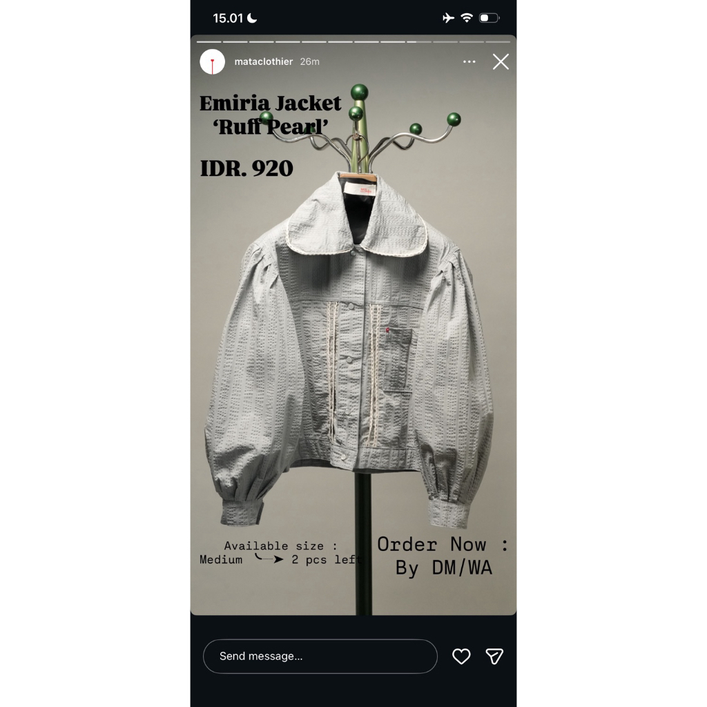 pre loved Mata Clothier Emiria Jacket Ruff Pearl