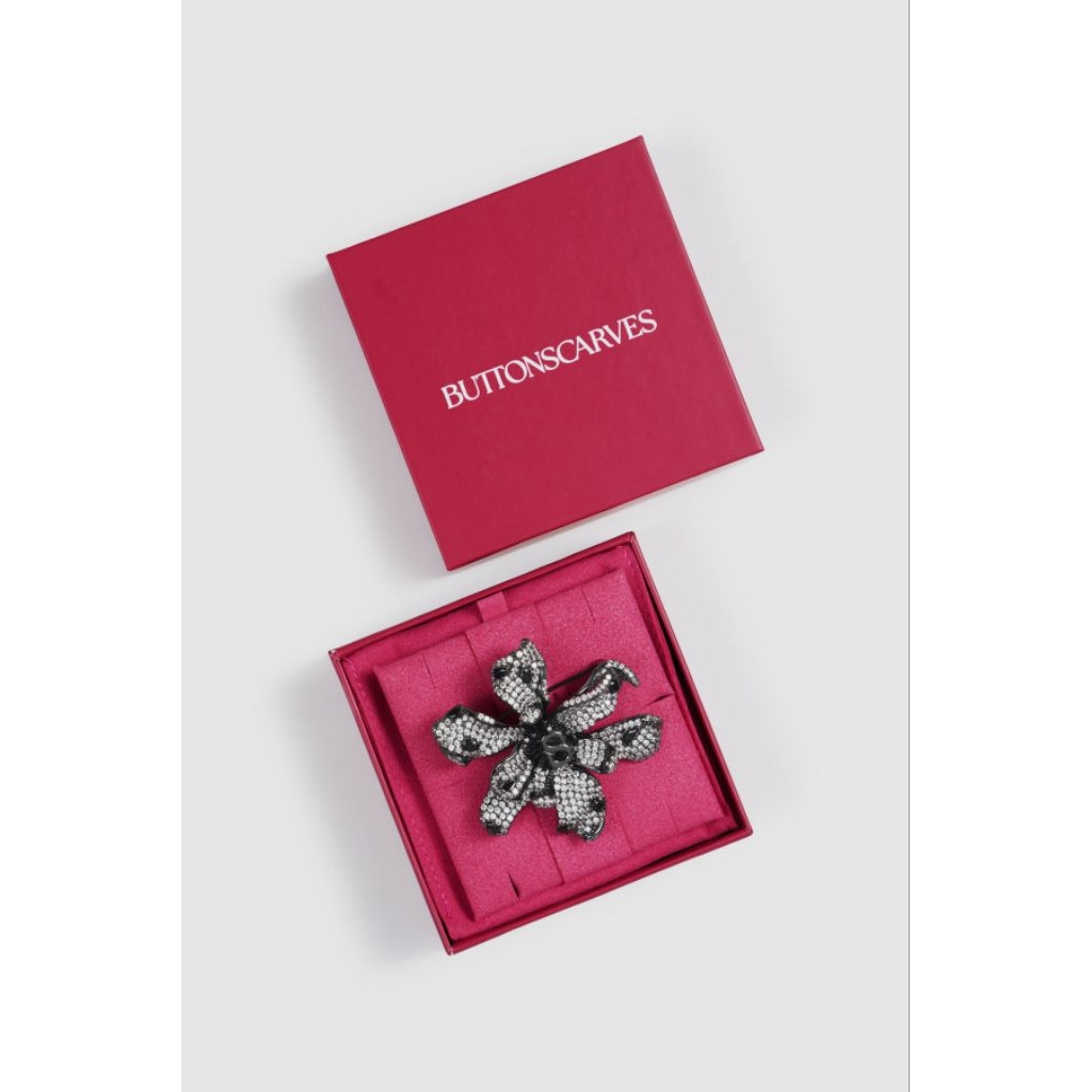 Buttonscraves Crystal Orchid Brooch