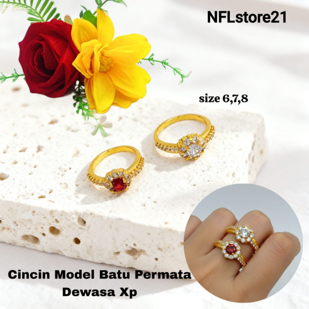 Cincin Wanita Model Batu Permata Dewasa Xuping