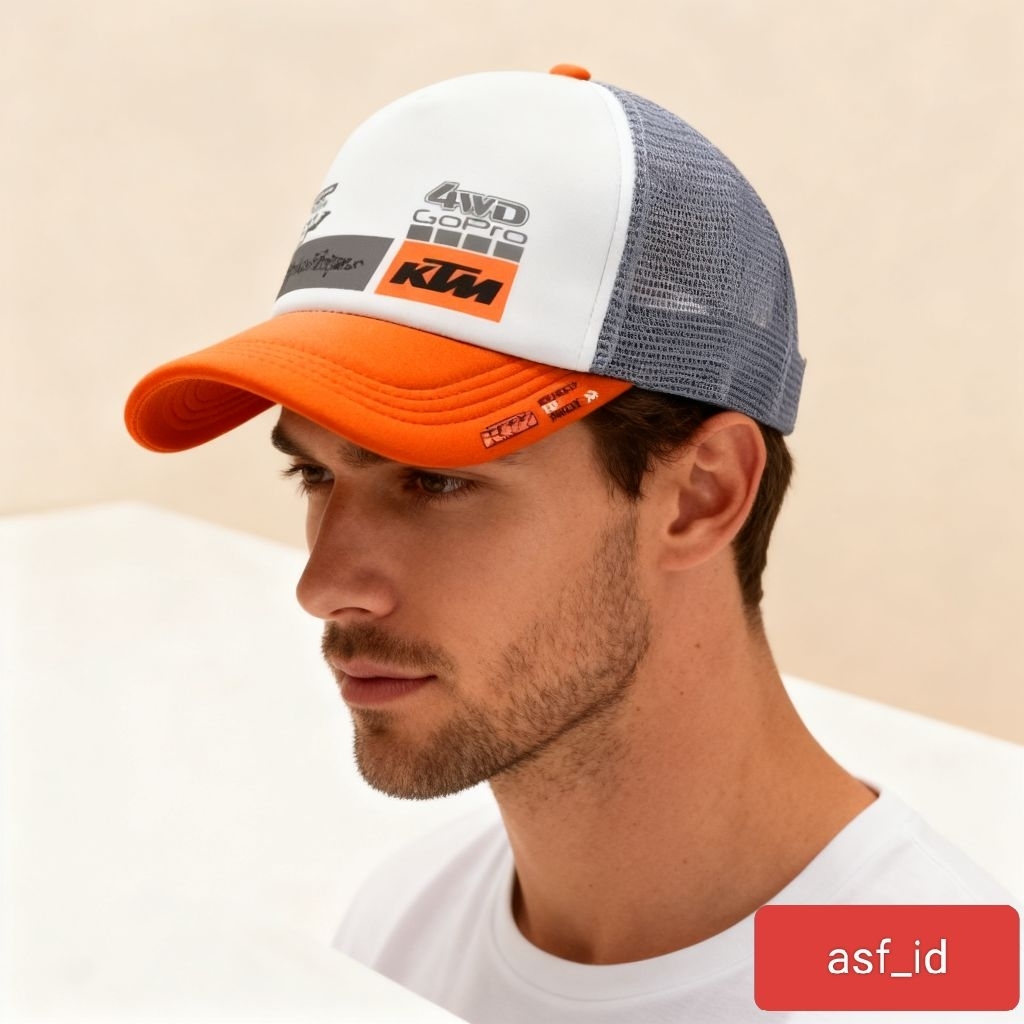 Topi Jaring Sport Pria Wanita Dewasa - TOPI KTM Sport Jaring duke putih kombinasi