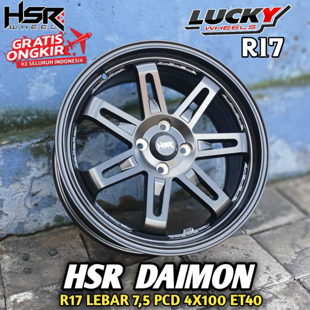 Velg mobil r17 lobang 4 cocok untuk jazz yaris raize dll model palang merk HSR DAIMON RING 17