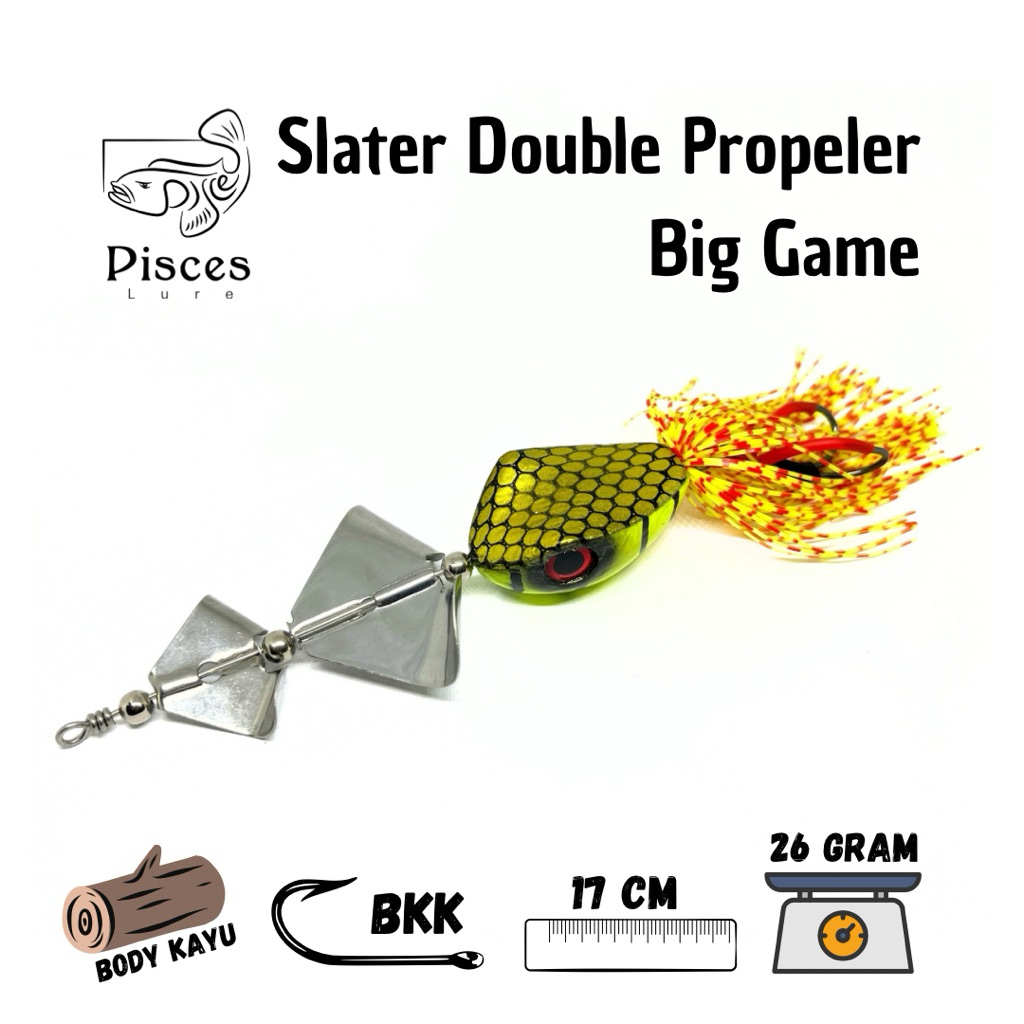 Slater Double Propeler Big Game Buzzbait 26 gram Umpan Casting Toman