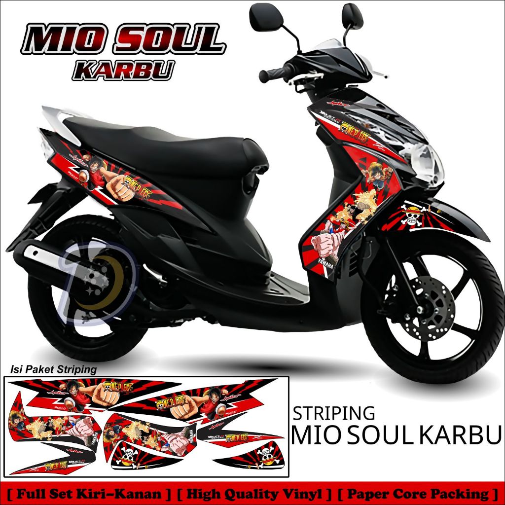 Striping Mio Soul Karbu Stiker Motor Mio Soul Karbu Striping Lis Yamaha Mio Soul Luffy