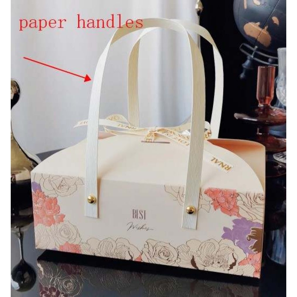 5pcs Kotak Box Hampers Motif Bunga Cream | Box Tali