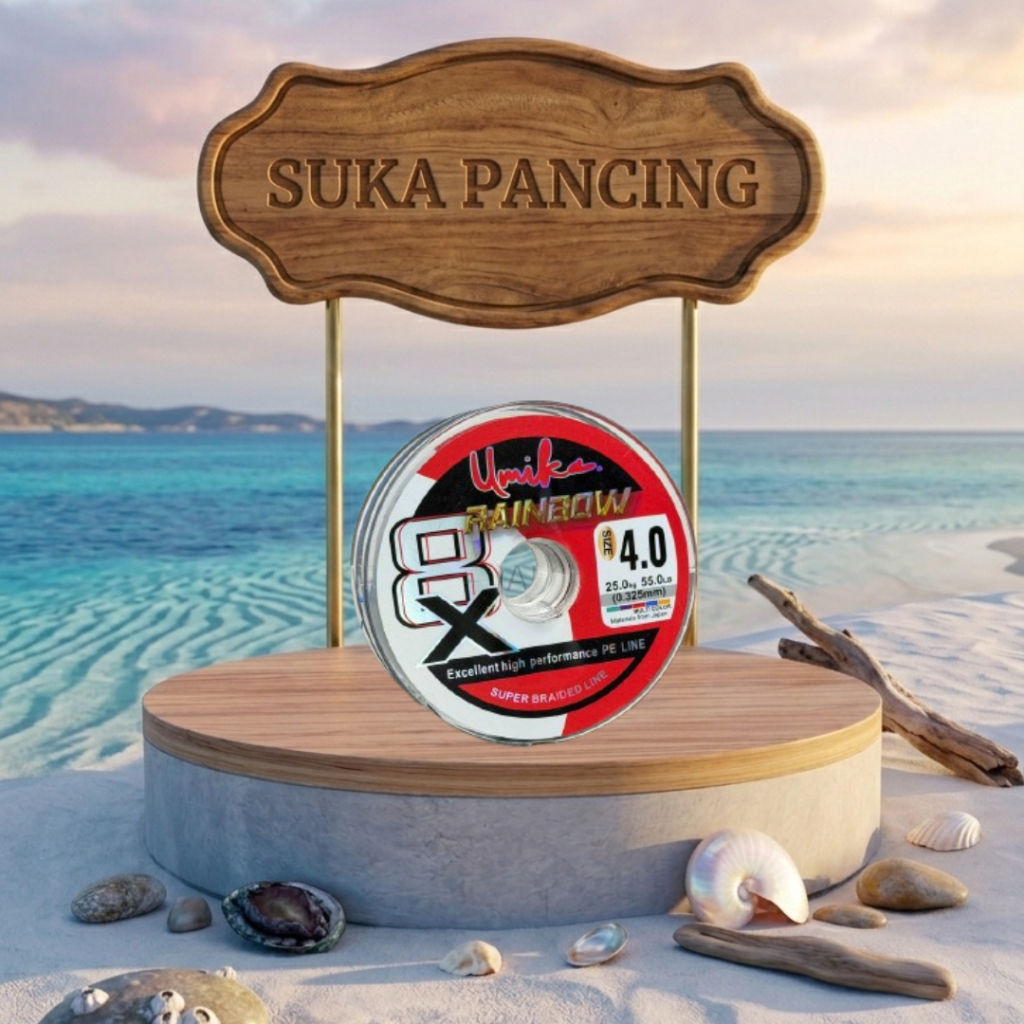 Benang Pancing Umika Rainbow PE LINE X8 Panjang 50m Senar Pancing Warna Pelangi Kuat Anti Luntur