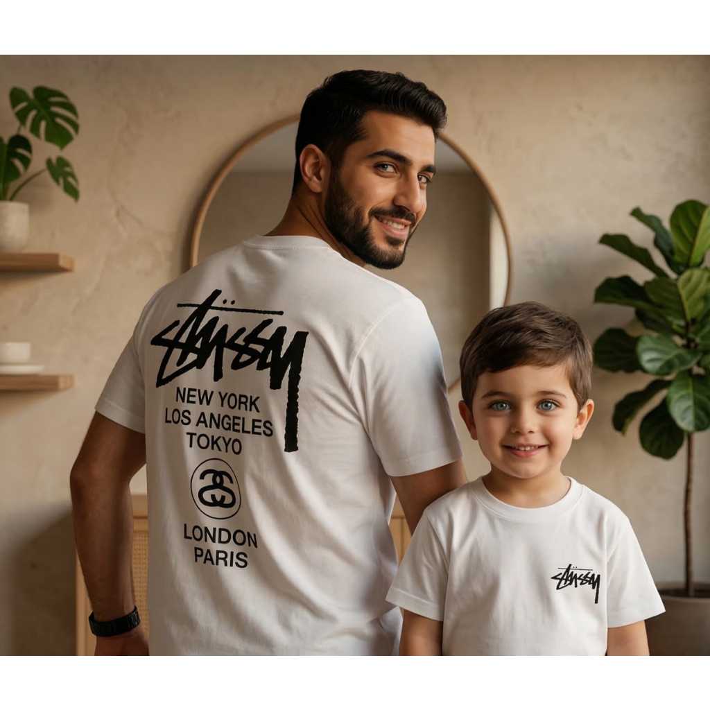 Kaos Lengan Pendek Anak & Dewasa Stussy Unisex