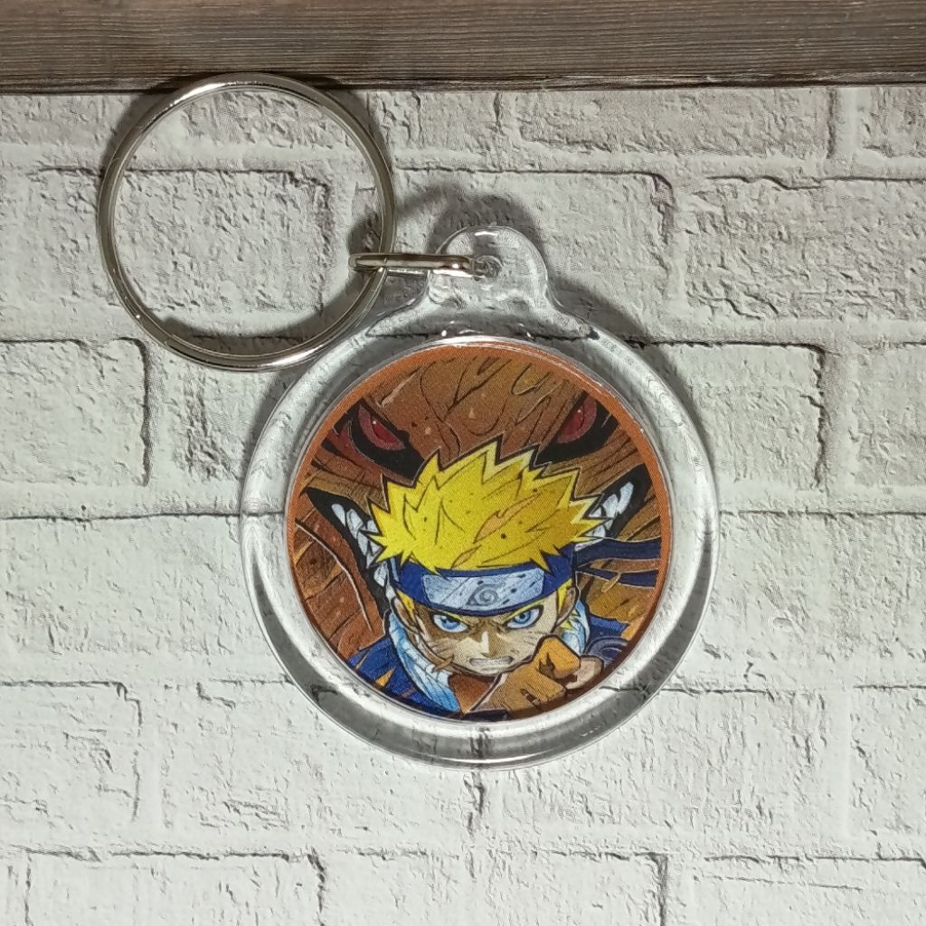 Gantungan kunci akrilik bulat anime Naruto kurama keren Ganci rumah tas motor mobil dan lain lain
