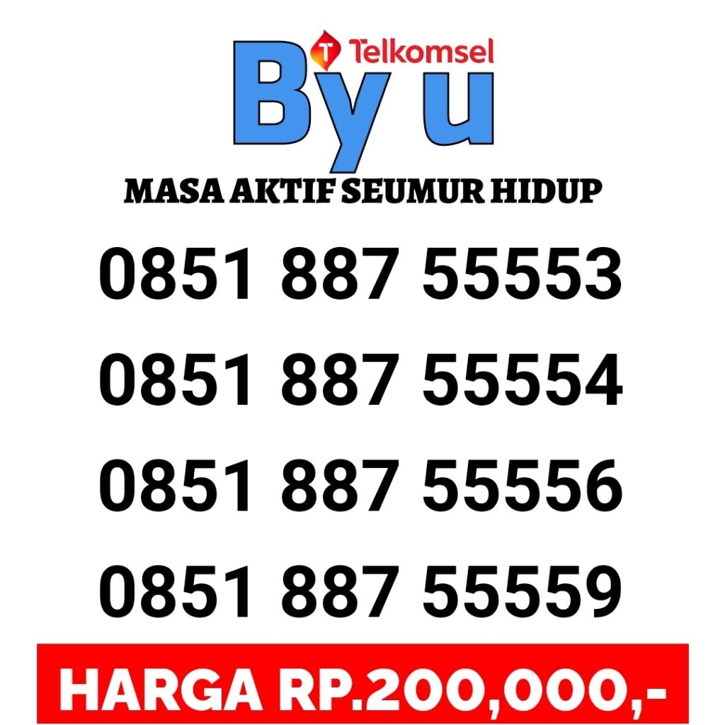 Kartu Perdana Nomor Cantik Telkomsel BY U