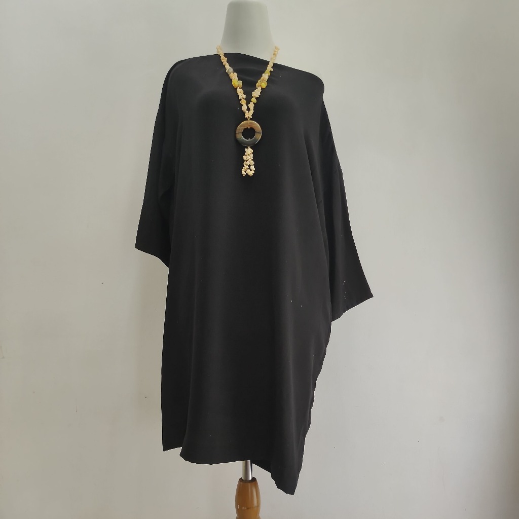 MANGO Suit Black Tunic Dress Wanita Lengan Panjang - Hitam Polos Premium (AVCBB026)